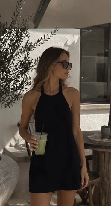 Halter Neck Mini Black Dress