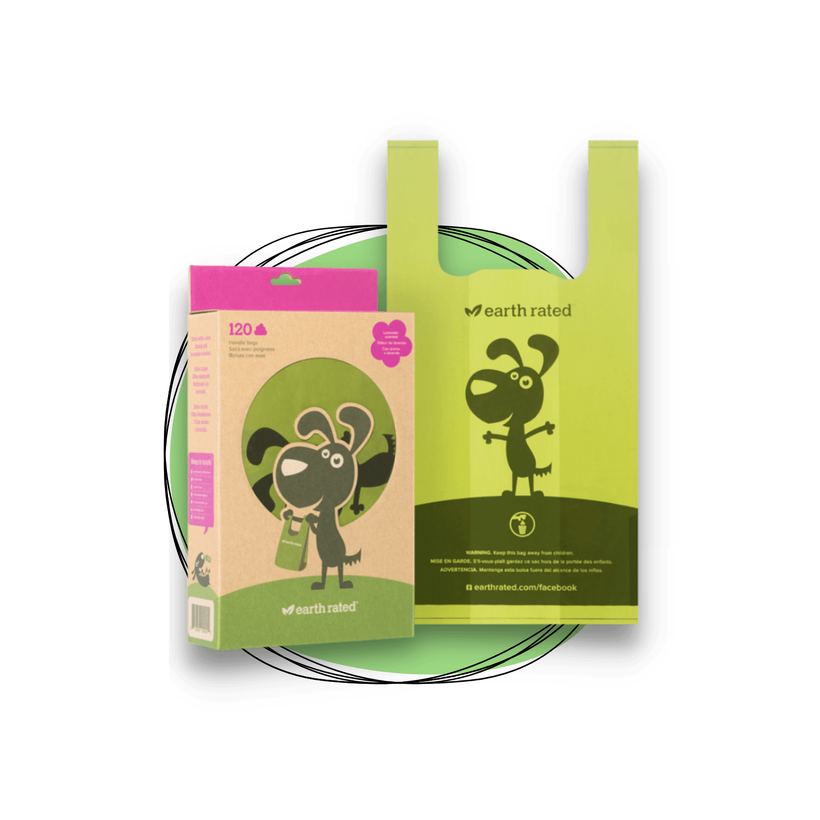 Degradable Easy-Tie Handle Poop bags (box of 120)