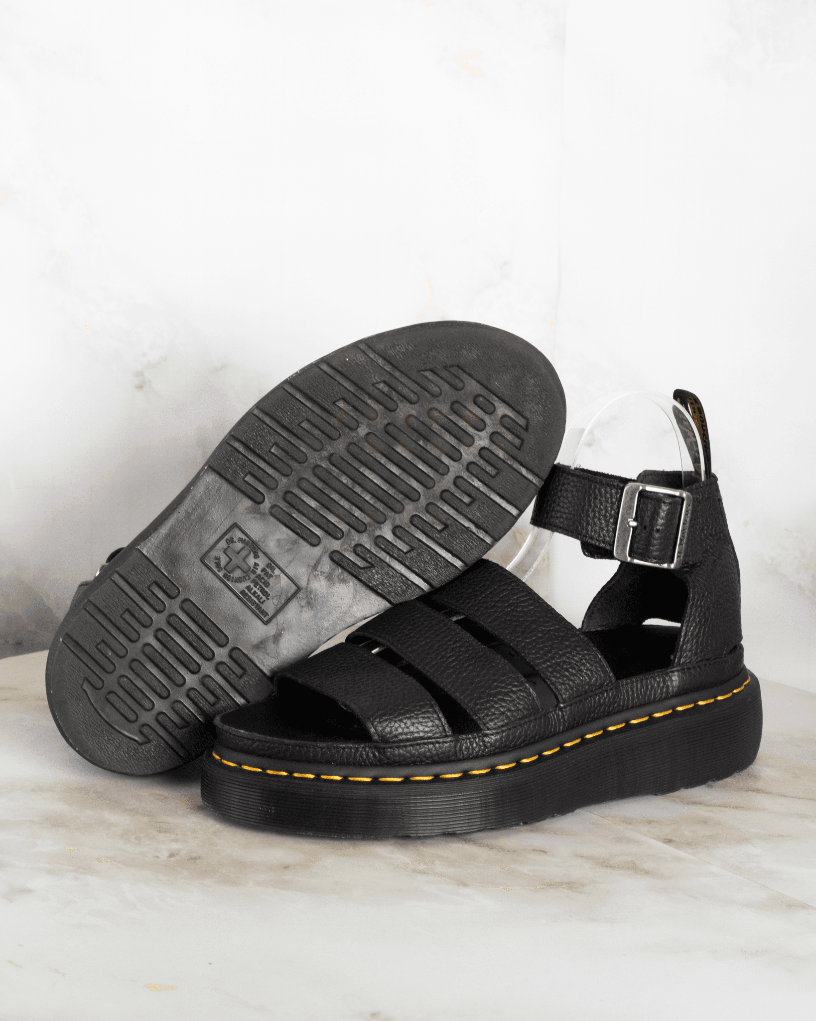 DR. MARTENS CLARISSA II QUAD MILLED BLACK NAPPA UK 6 - Pre-Loved