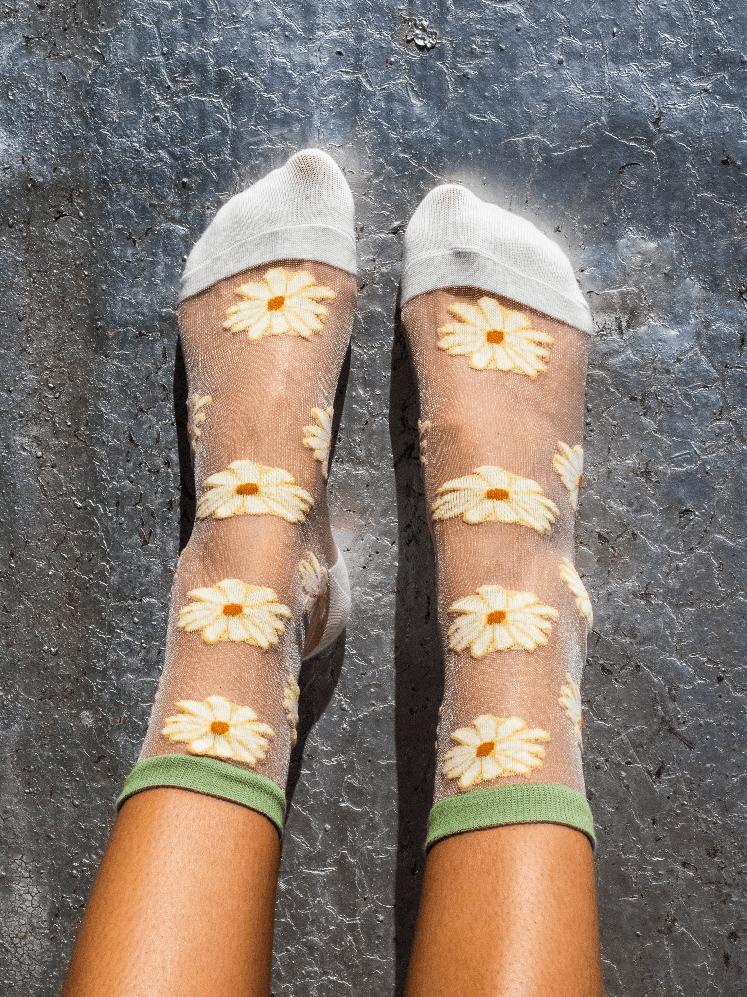 SHEER YELLOW DAISIES CREAM GREEN