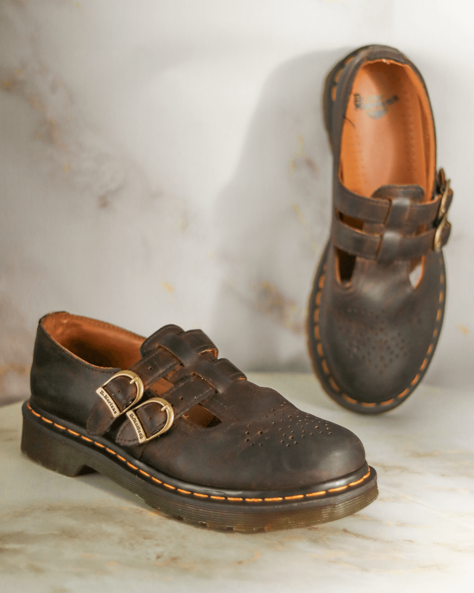 DR. MARTENS 8065 CRAZY HORSE LEATHER MARY JANE SHOES UK 5 - Pre-Loved