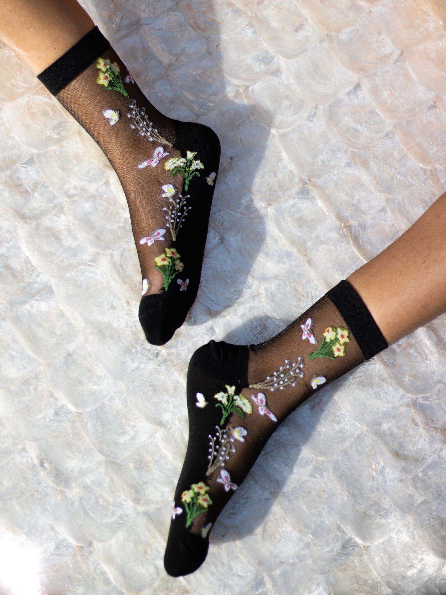 SHEER VINE BUTTERFLIES FLOWERS YELLOW BLACK