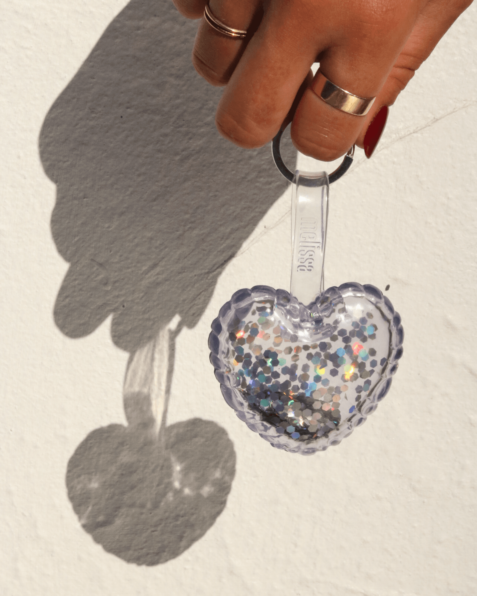 HEART BAG CHARM GLASS GLITTER