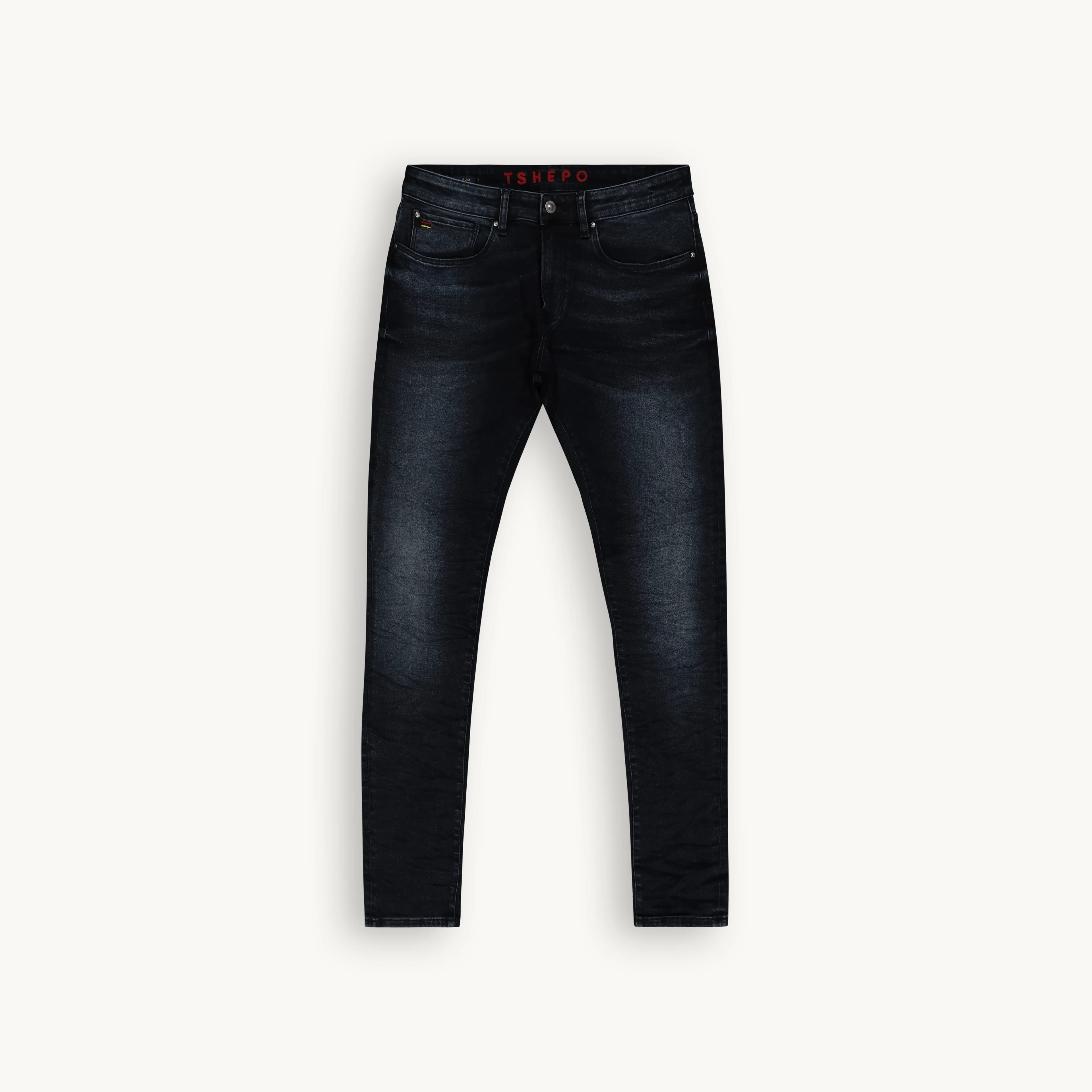 N1 BLUE BLACK CREASED JEANS