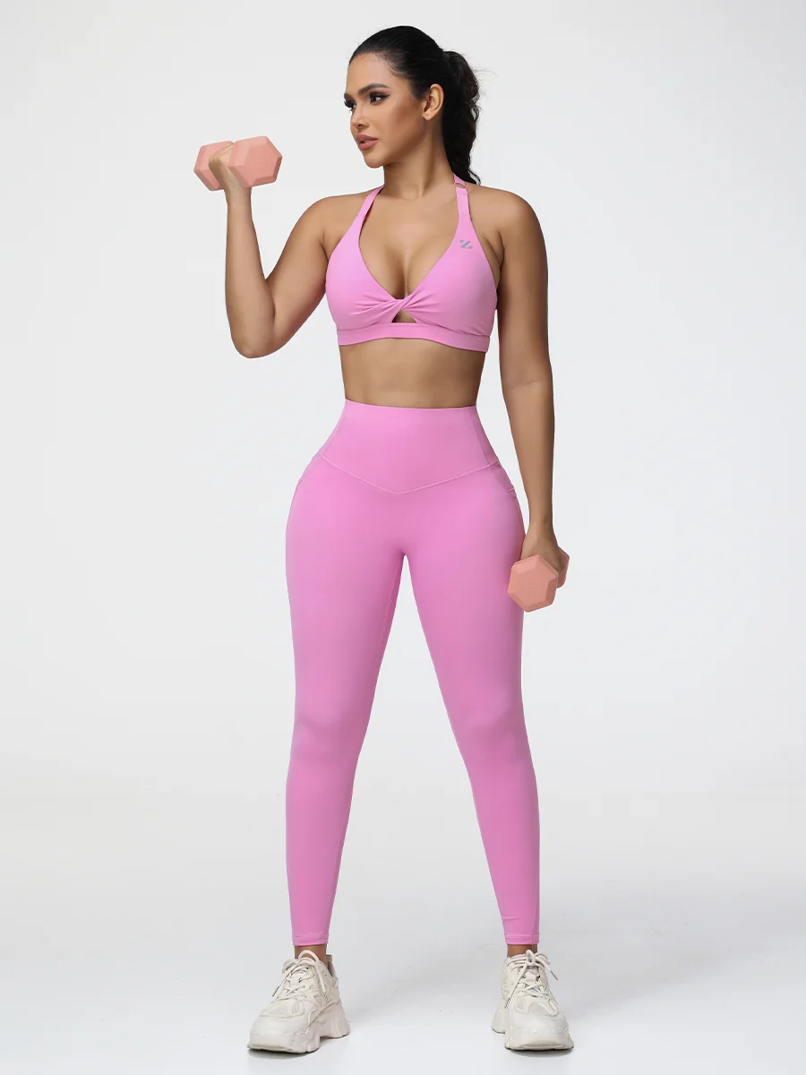 Gym Set Adjustable Sports Bra & Hip-Lifting Leggings