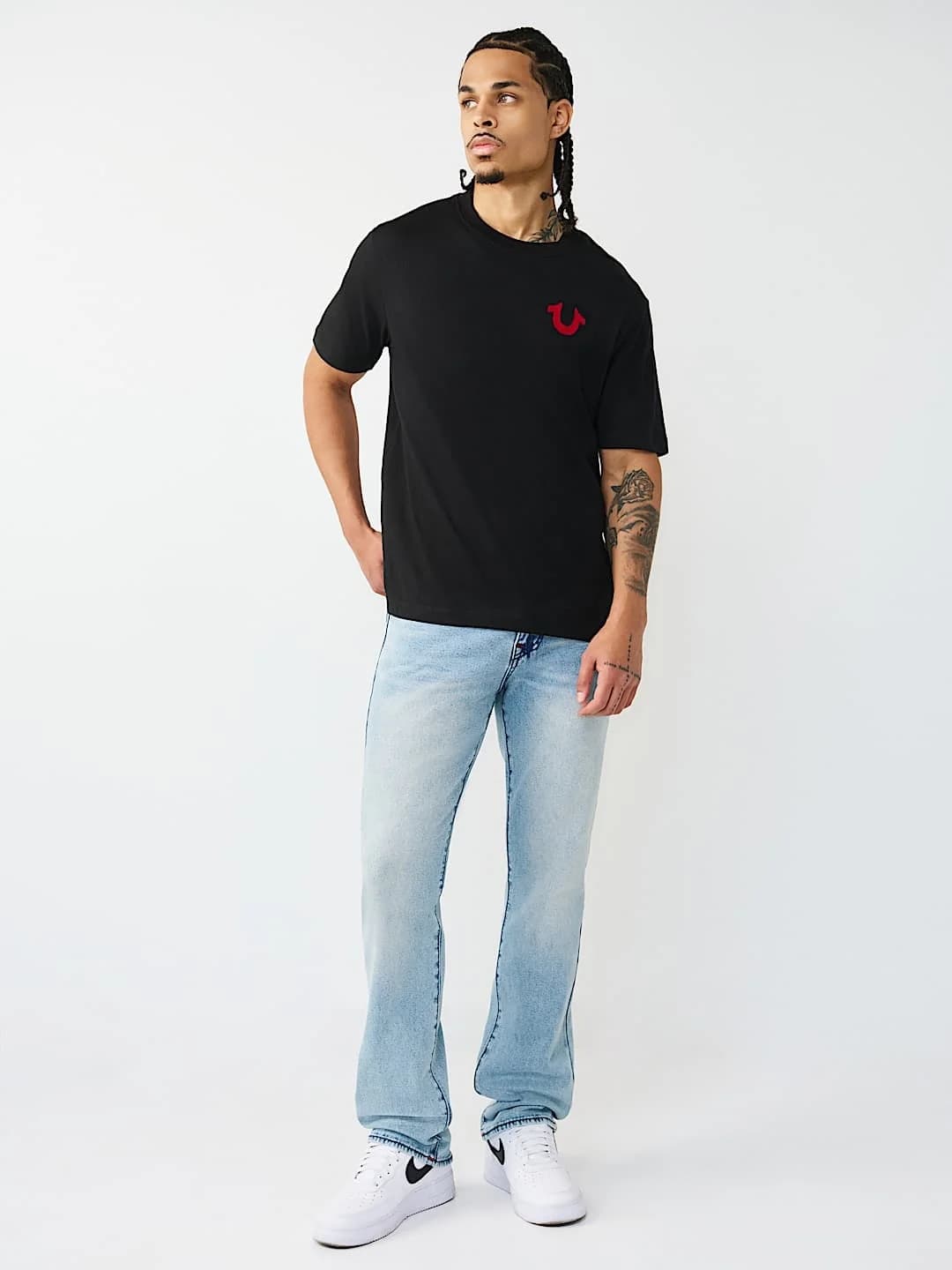 True Religion T-Shirt Dimensional Tr Flock Jet Black