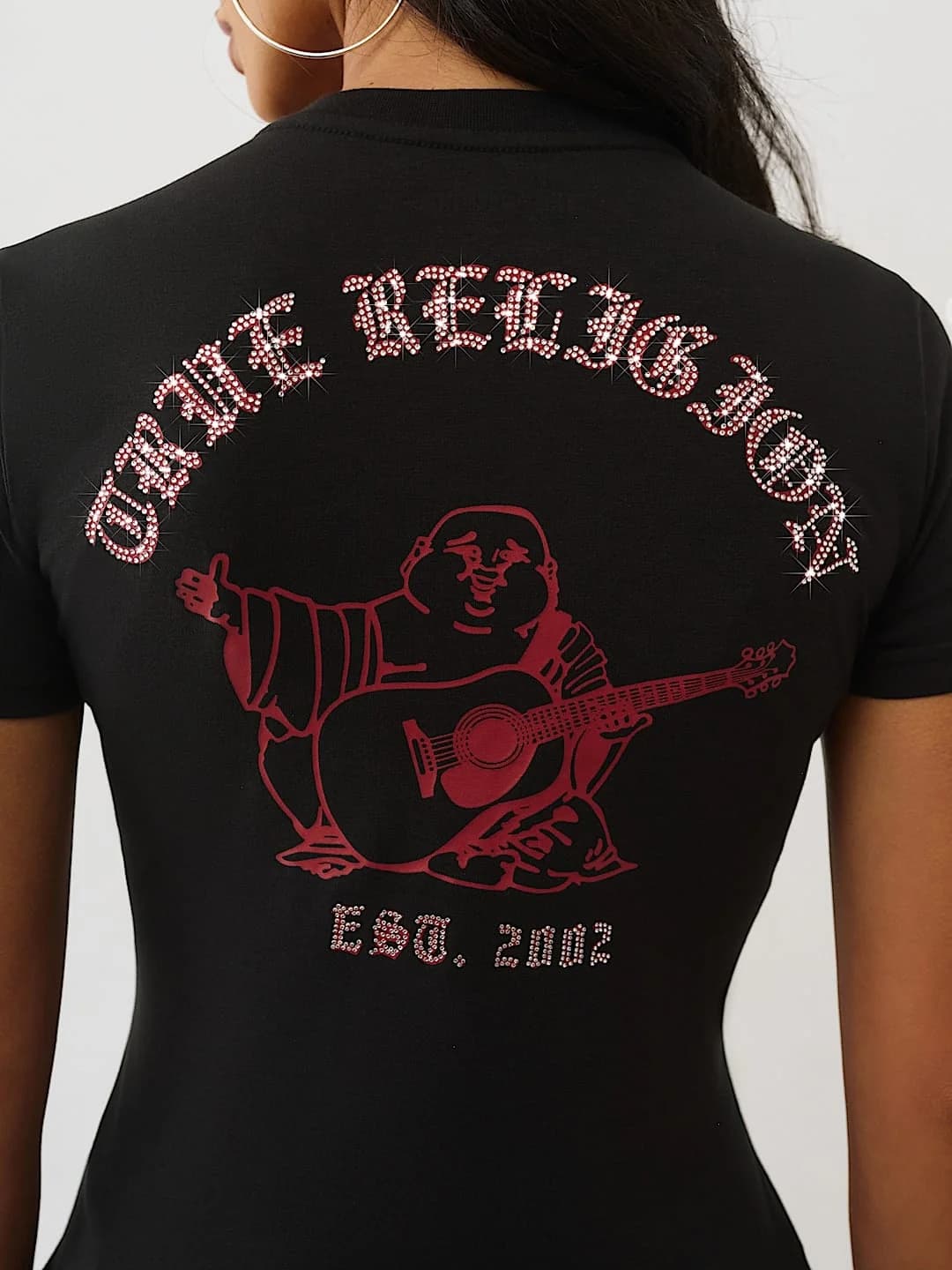 True Religion T-Shirt Crystal Crew Neck Jet Black