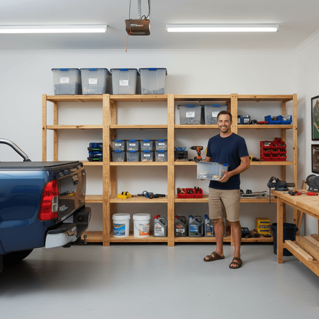 4 Bay DIY Wooden Shelving with 5 levels of Shelves (2.1m High)