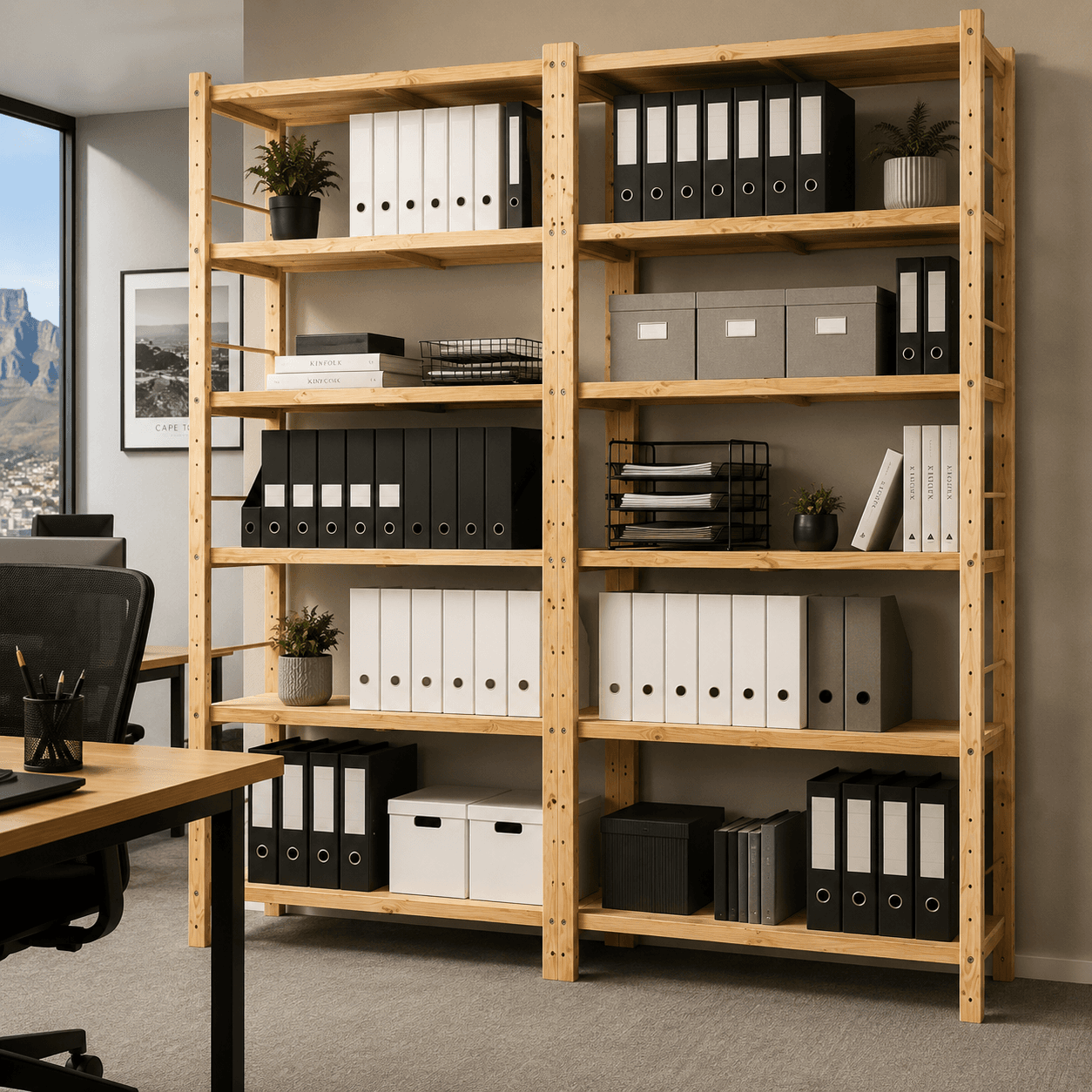 🪵📚 2-Bay Book & Archiving Shelf Unit | 2100mm - 2700mm High x 1848mm Wide x 300mm Deep | 12 Shelves / 6 Levels Per Bay