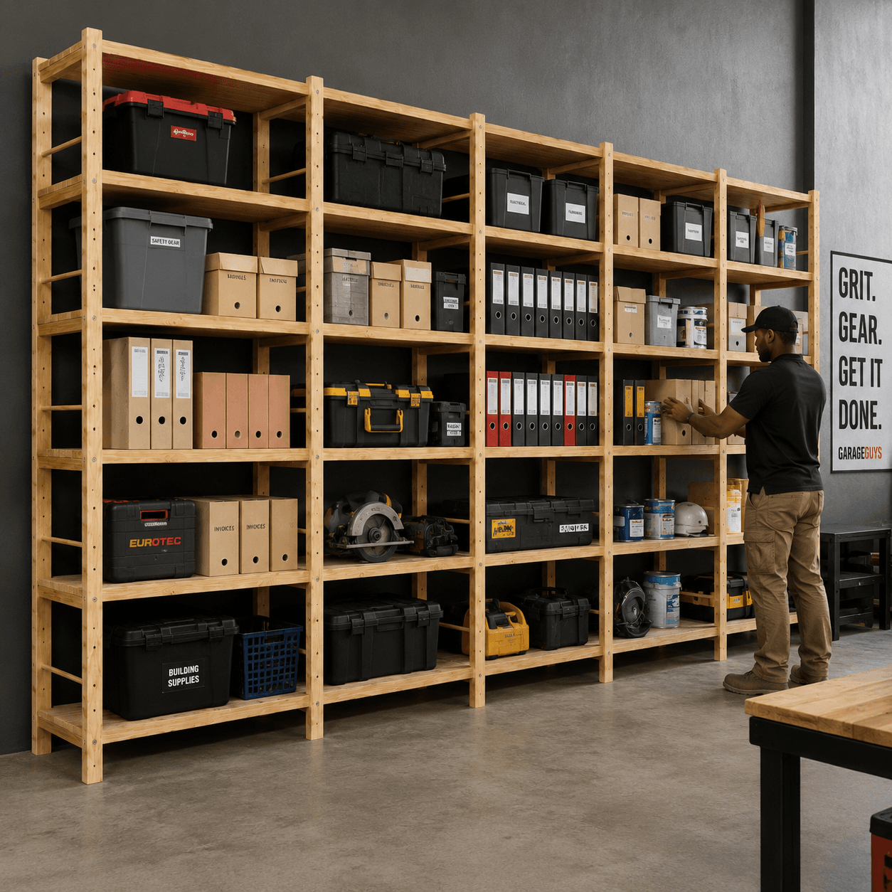 🪵📚 5-Bay Book & Archiving Shelf Unit | 2100mm - 2700mm High x 4620mm Wide x 300mm Deep | 30 Shelves / 6 Levels Per Bay
