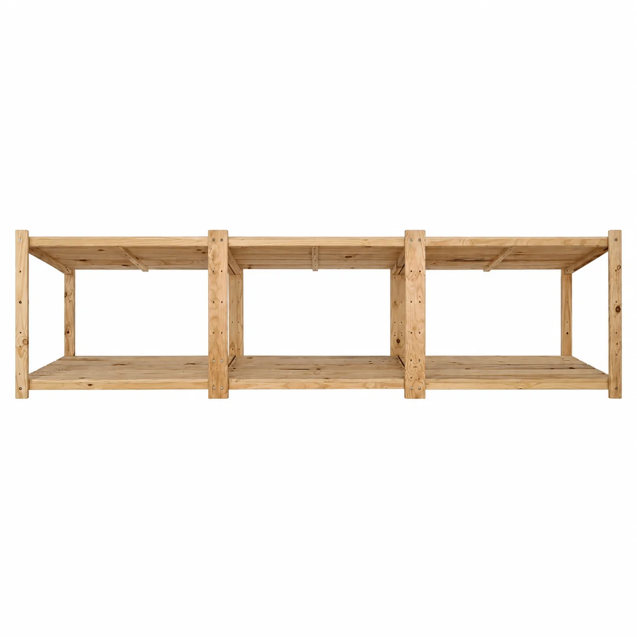 3 Bay Pine Shelving Unit | 2746mm W × 200–600mm D × 650–2700mm H
