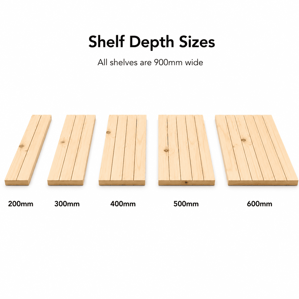 🎯 Single Shelf — Modular Pine Wood Accessory (200mm – 600 mm Deep)