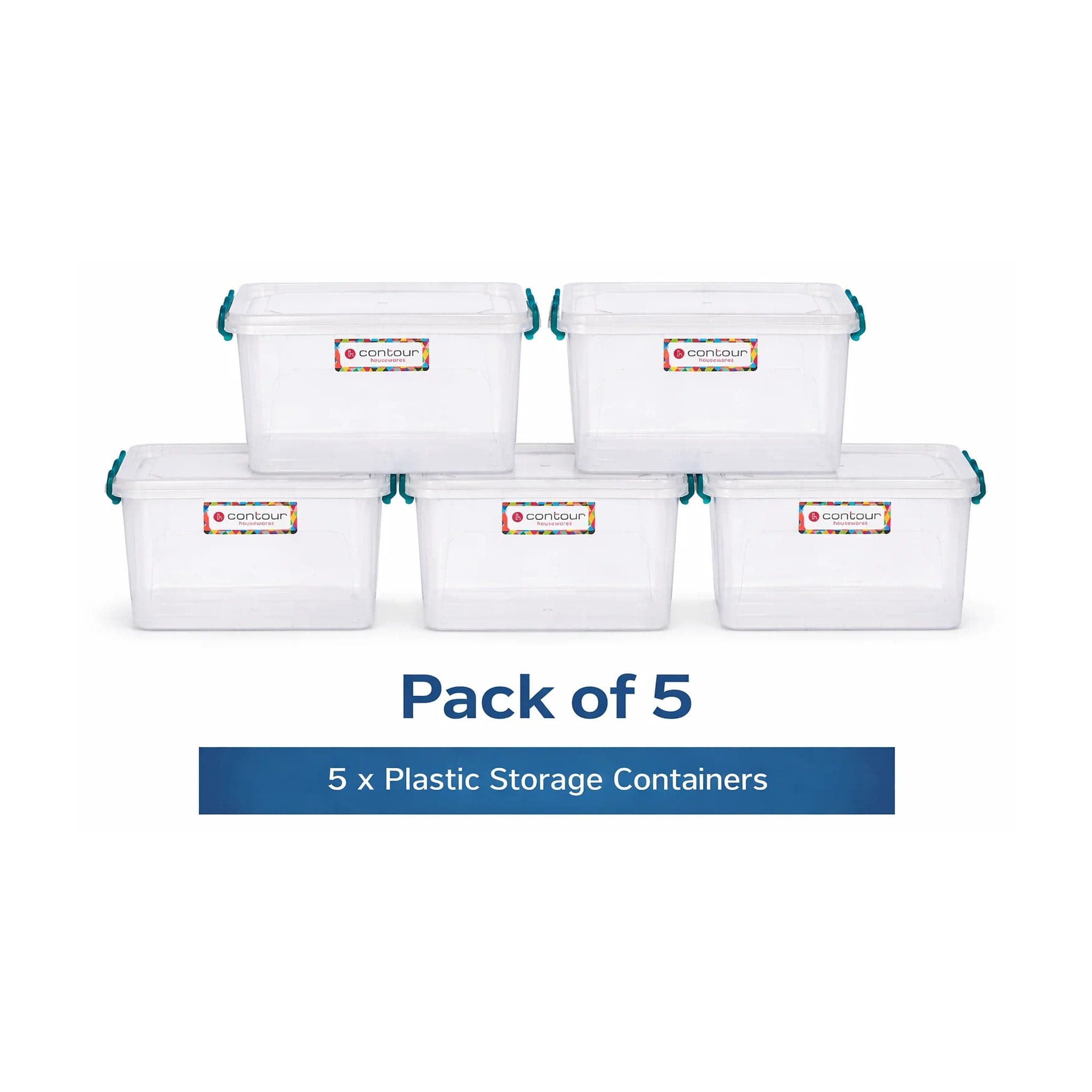 📦 21ℓ Clear Clip & Lock Storage Containers (Pack of 5)