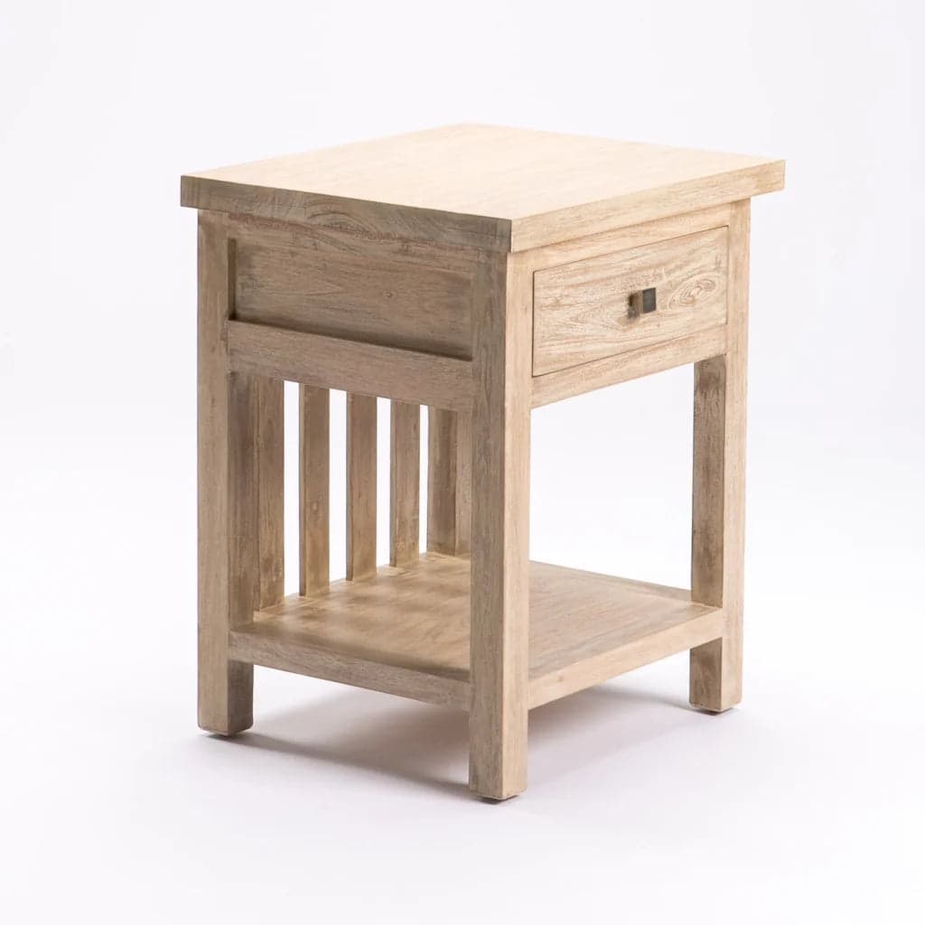 SARI WHITEWASH 1 DRAWER PEDESTAL