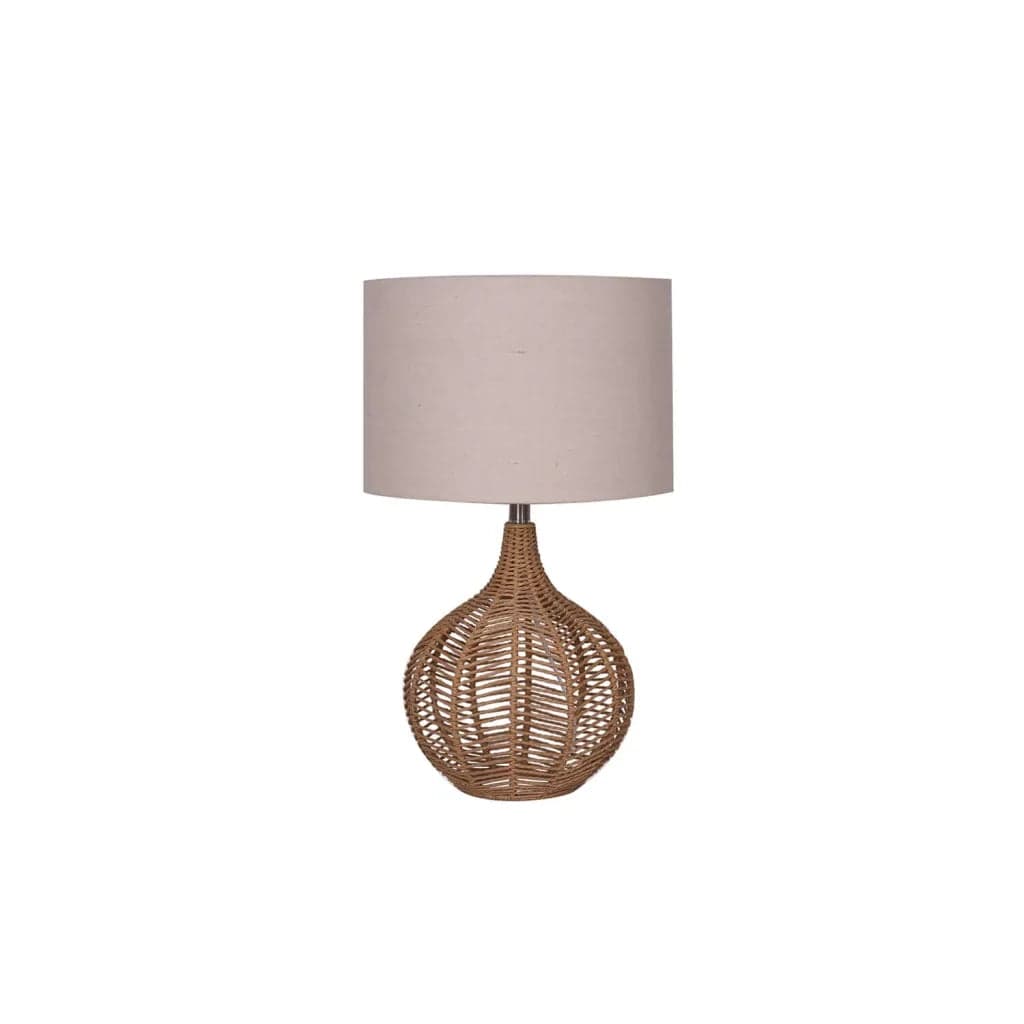 TABLE LAMP LINEN ROPE CREAM FABRIC SHADE