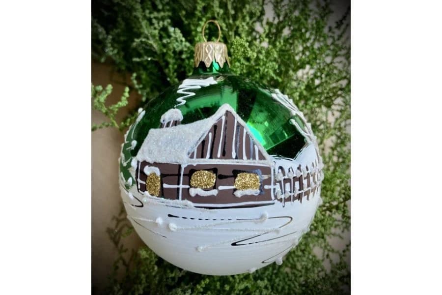 Christmas Bauble Winter Village Emerald