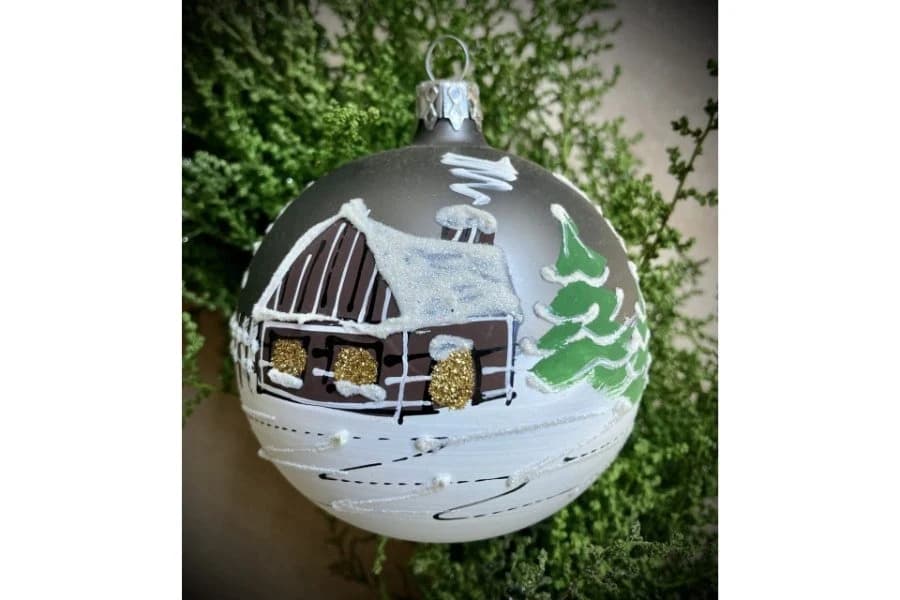 Christmas Bauble Winter Village Pewter