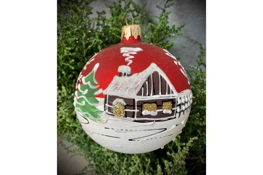 Christmas Bauble Winter Village Velvet Red