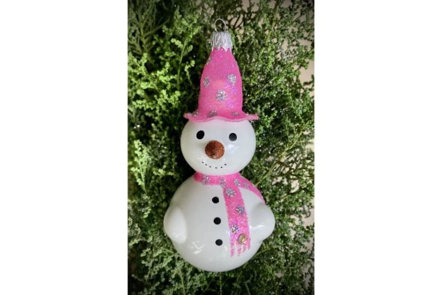 Christmas Baubles Novelty Snowman Hot Pink