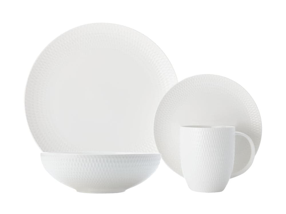 Maxwell & Williams White Basics Diamonds Dinner Set 16pcee