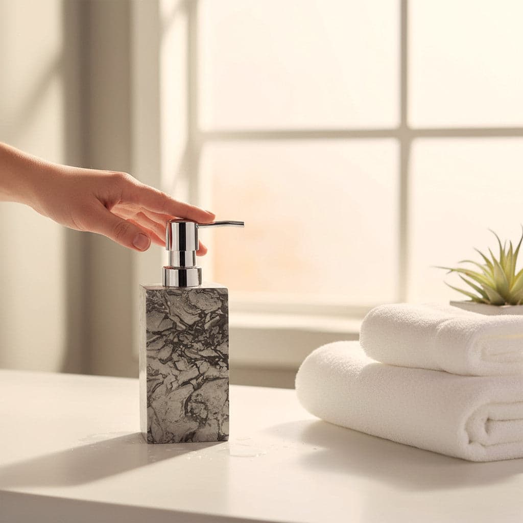 Natural Riverstone Soap Dispensers | Square, Marbled