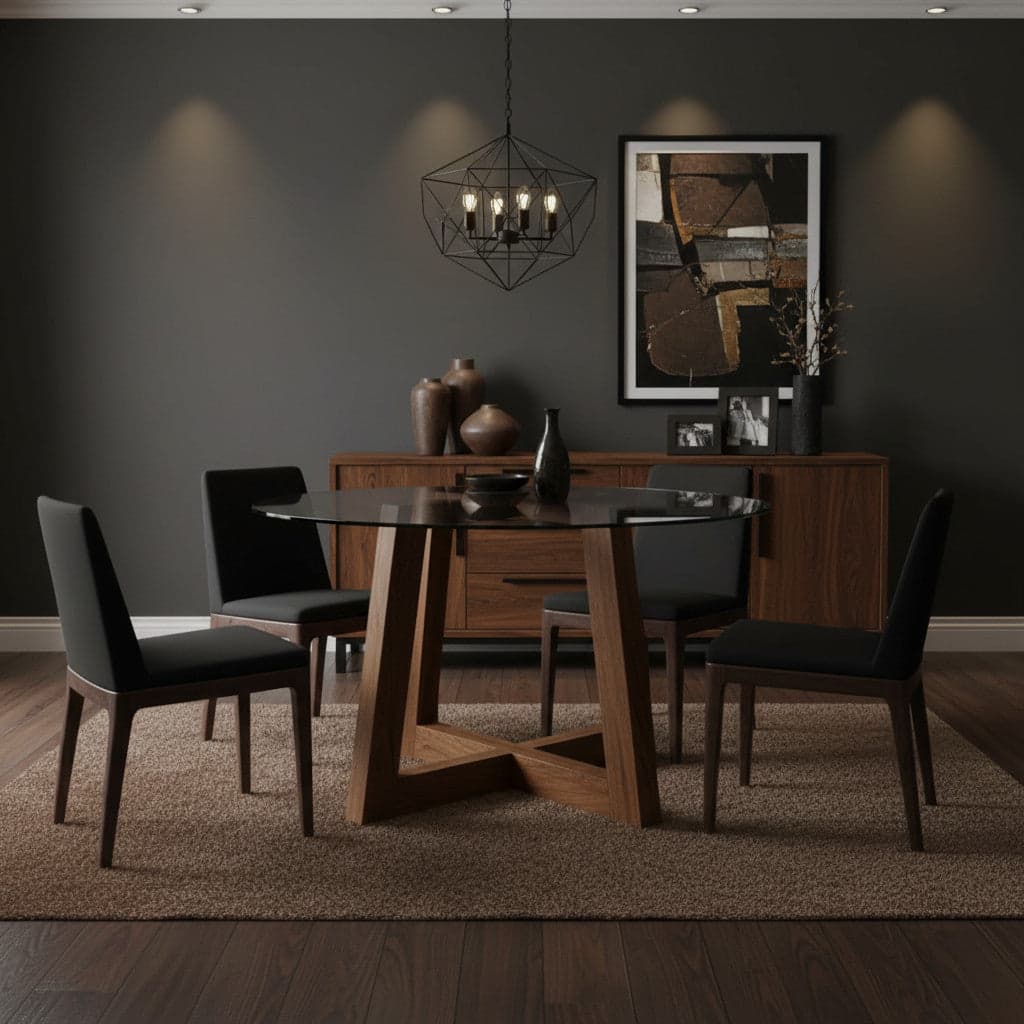 Model Cross Dining Table 4-6 Seater | Acacia Wood Exc Glass