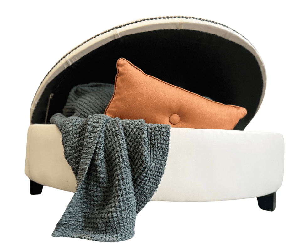 Leather Half Round Ottoman | White