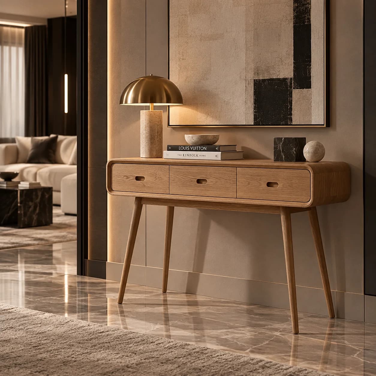 Retro 3 Drawer Console | Natural