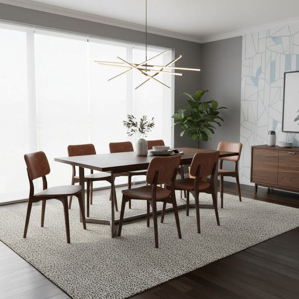Kursi Robot Natural Wooden Dining Chair | Genuine Leather, Brandy