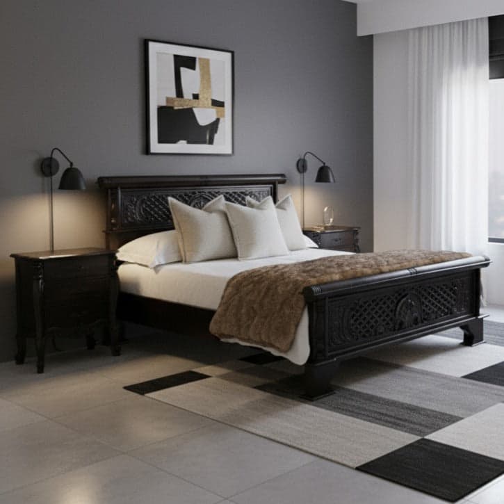 Peluru Wooden Full Bed | Ebony