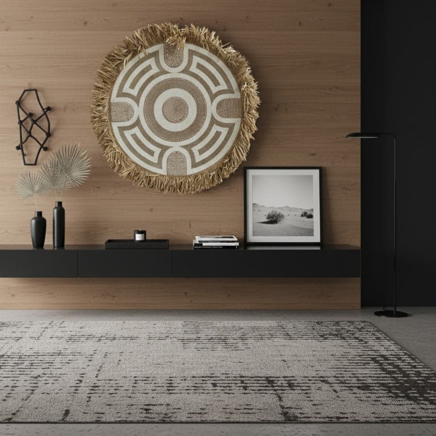 Beaded Geometric Wall Decoration | 150cm, White & Natural