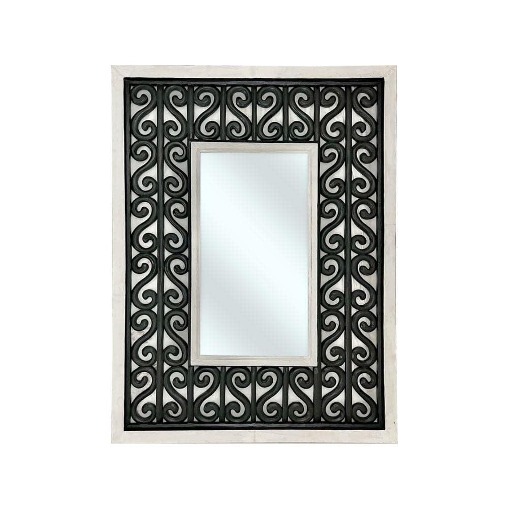 Borneo Rectangular Mirror | Black & White Decorated Frame