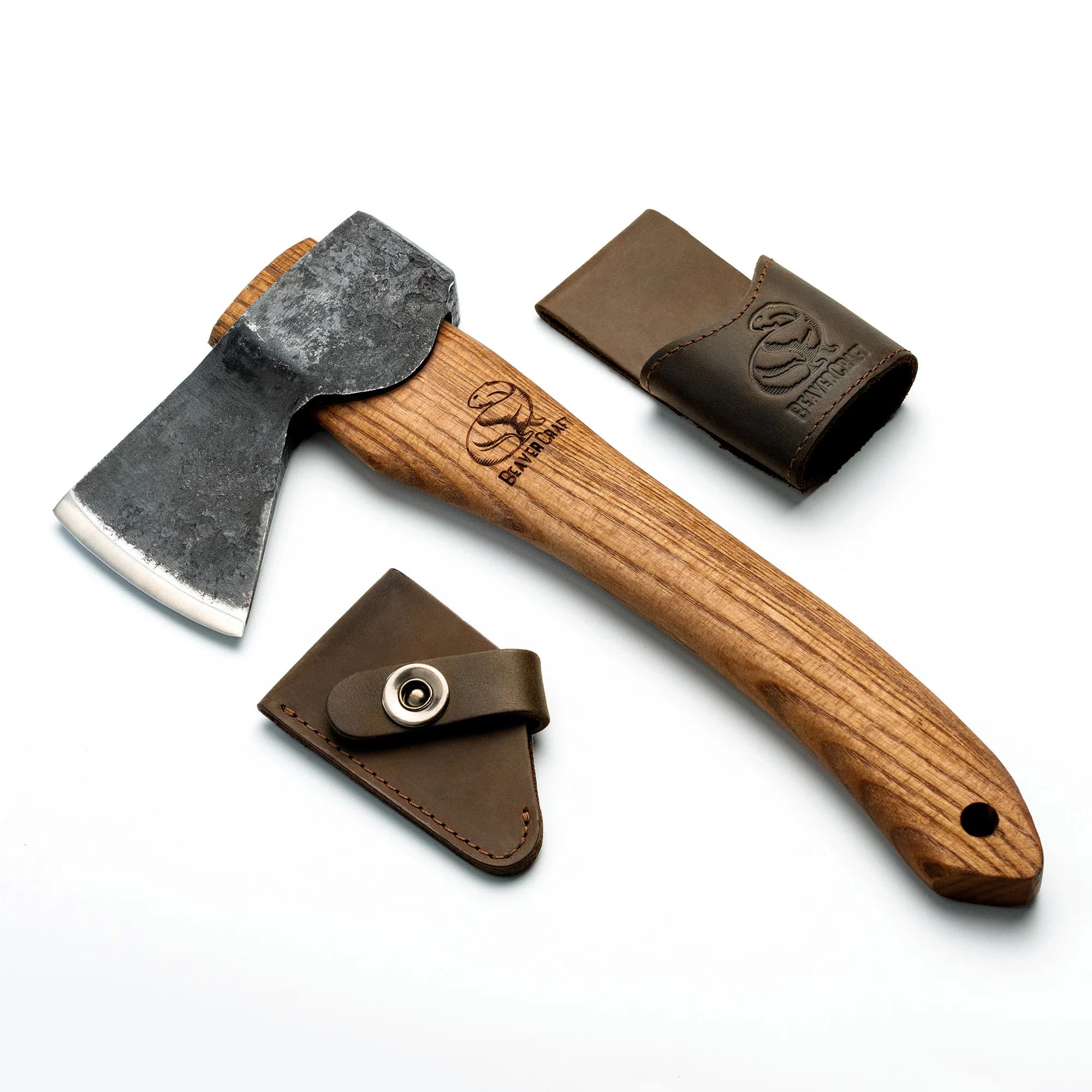 BeaverCraft Bushcraft Carving Hatchet with Leather Sheath