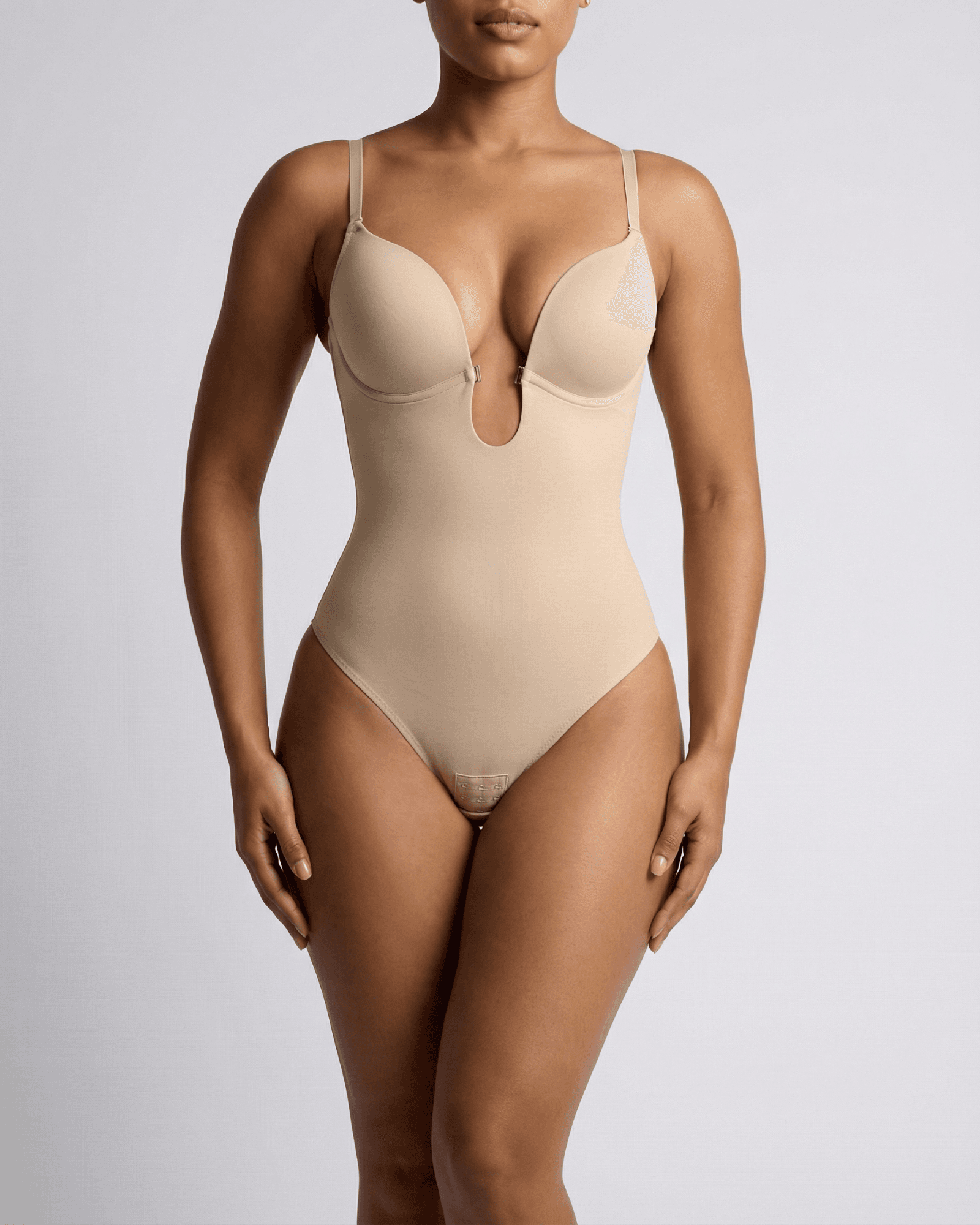Gigi Plunge Low Back Thong Bodysuit