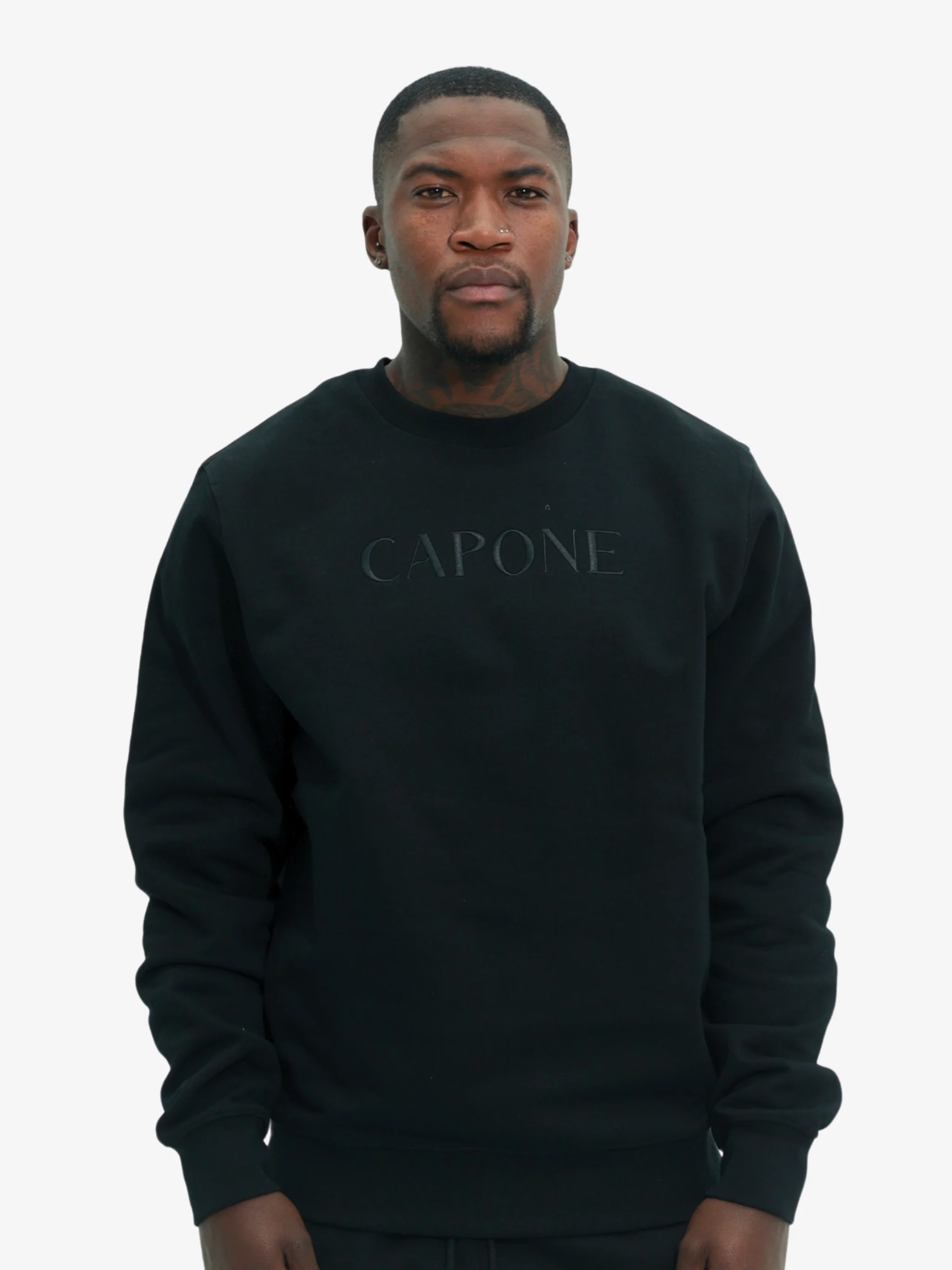 Capone Sweater Back Embroidered Print Black