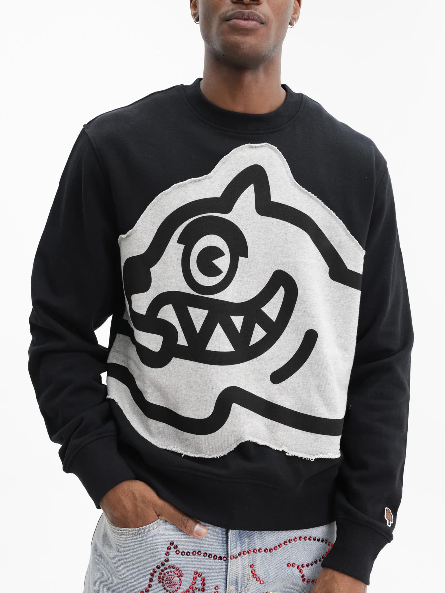 Ice-cream Sweater Running Dog Logo Black