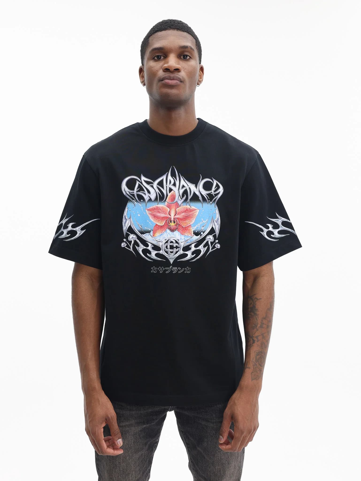 Casablanca T-Shirt Blades Print Oversized Black
