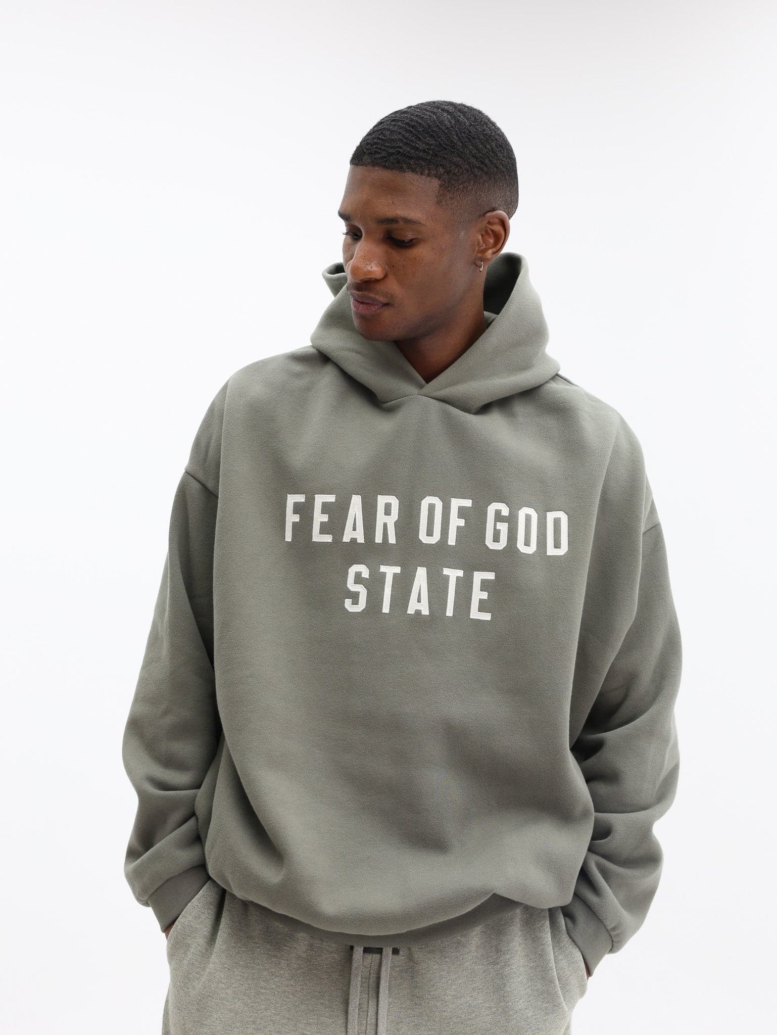 Essentials 90's Fit Fleece Hoodie Moss