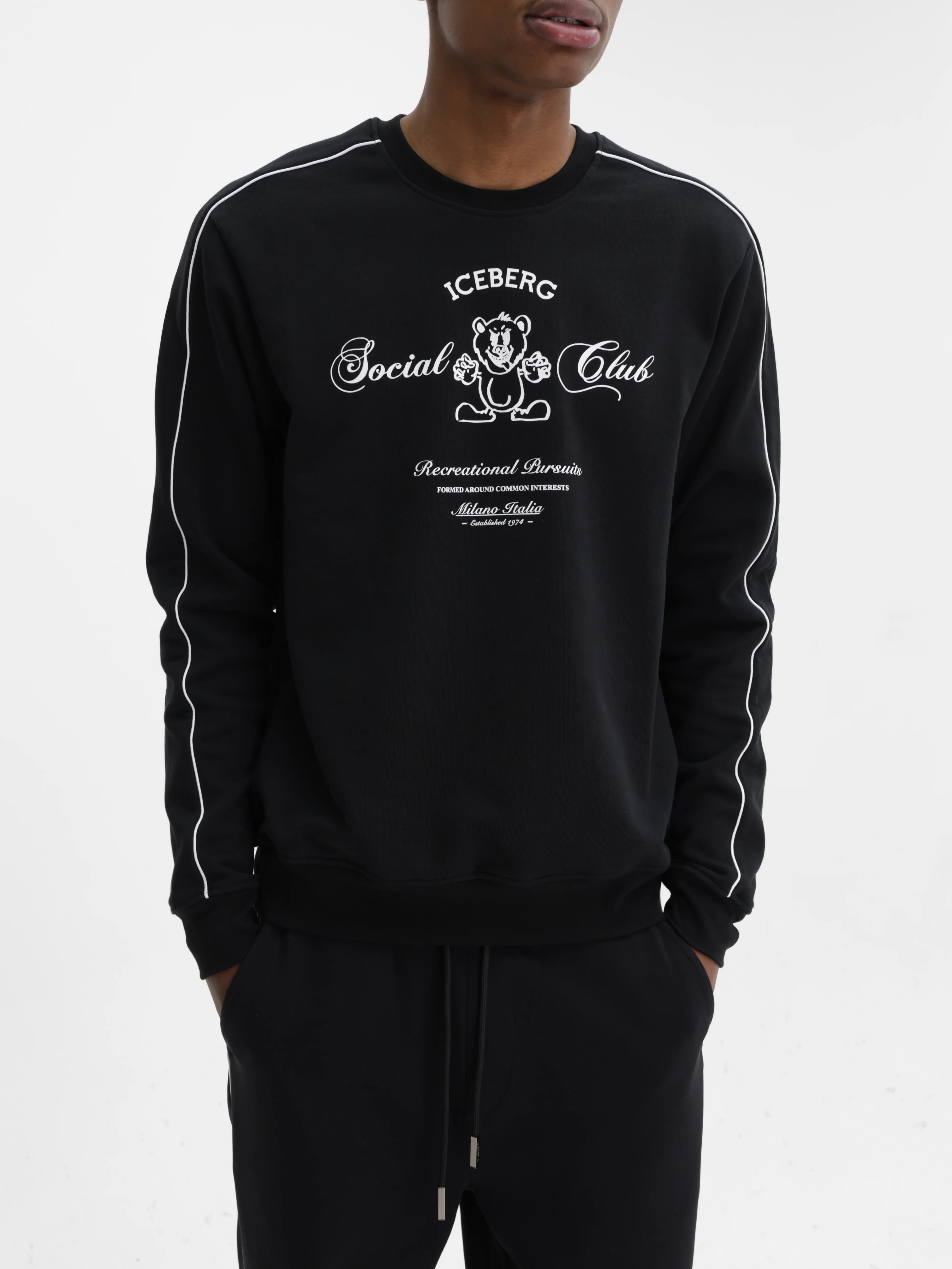 Iceberg Sweater Social Club Print Black