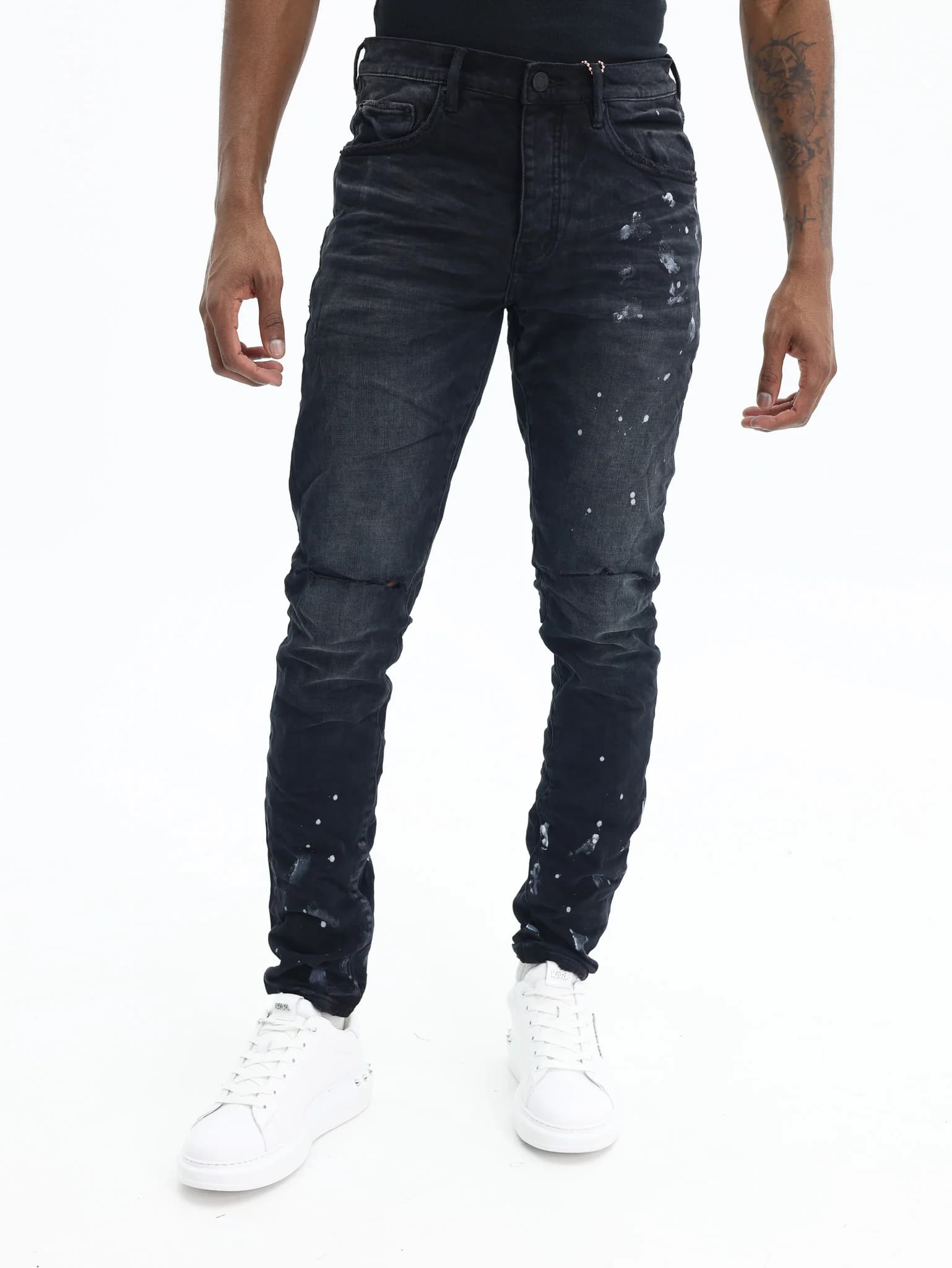 Purple Jeans Resin Knee Slit Black