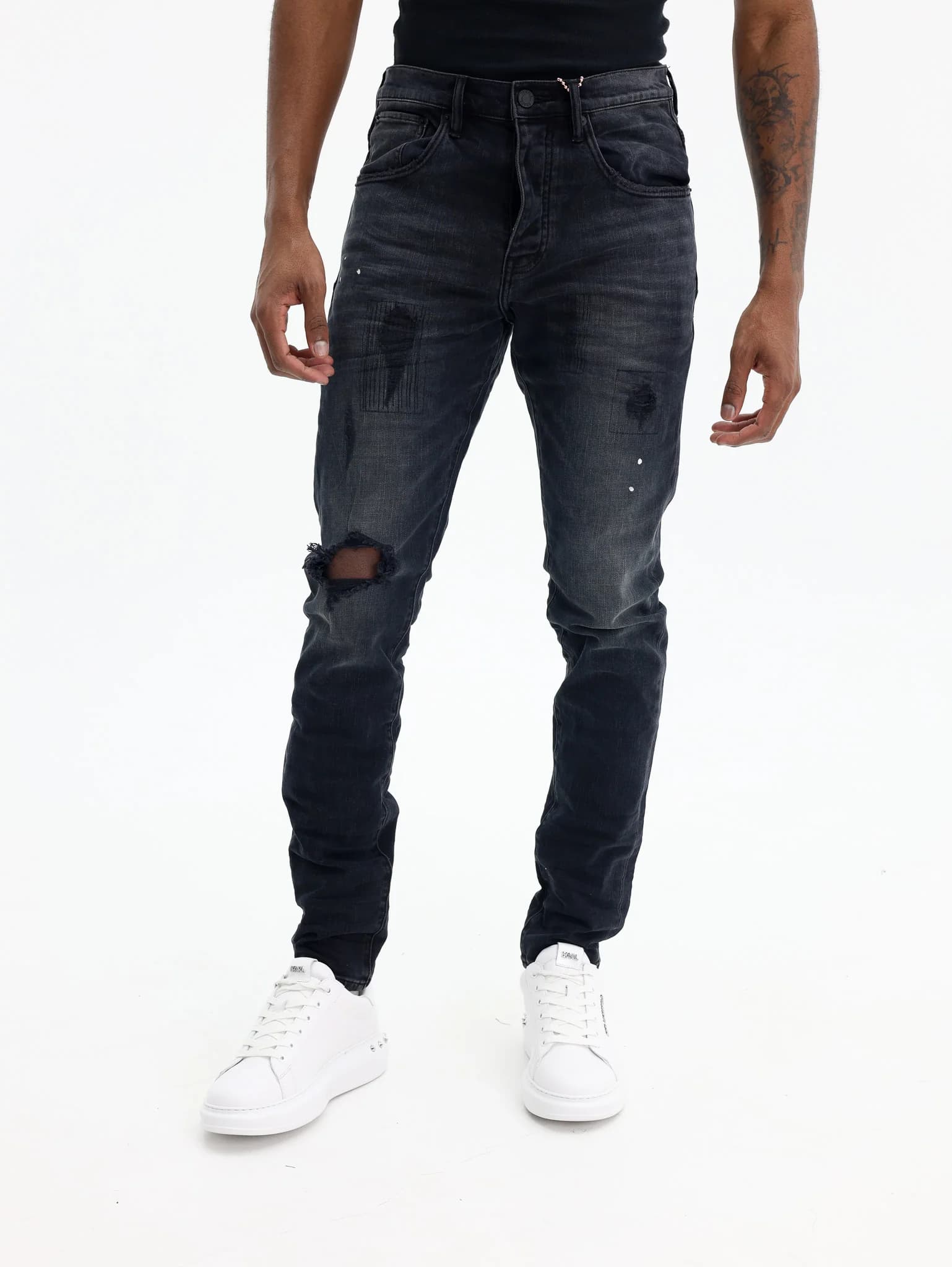 Purple Jeans Drop Fit Mid Rise Black