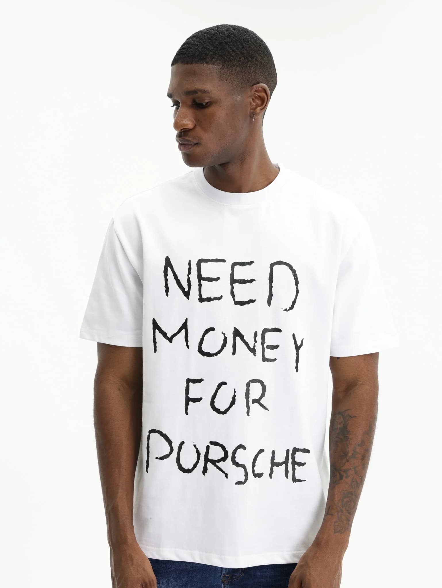 Need Money For Porsche Front Print White