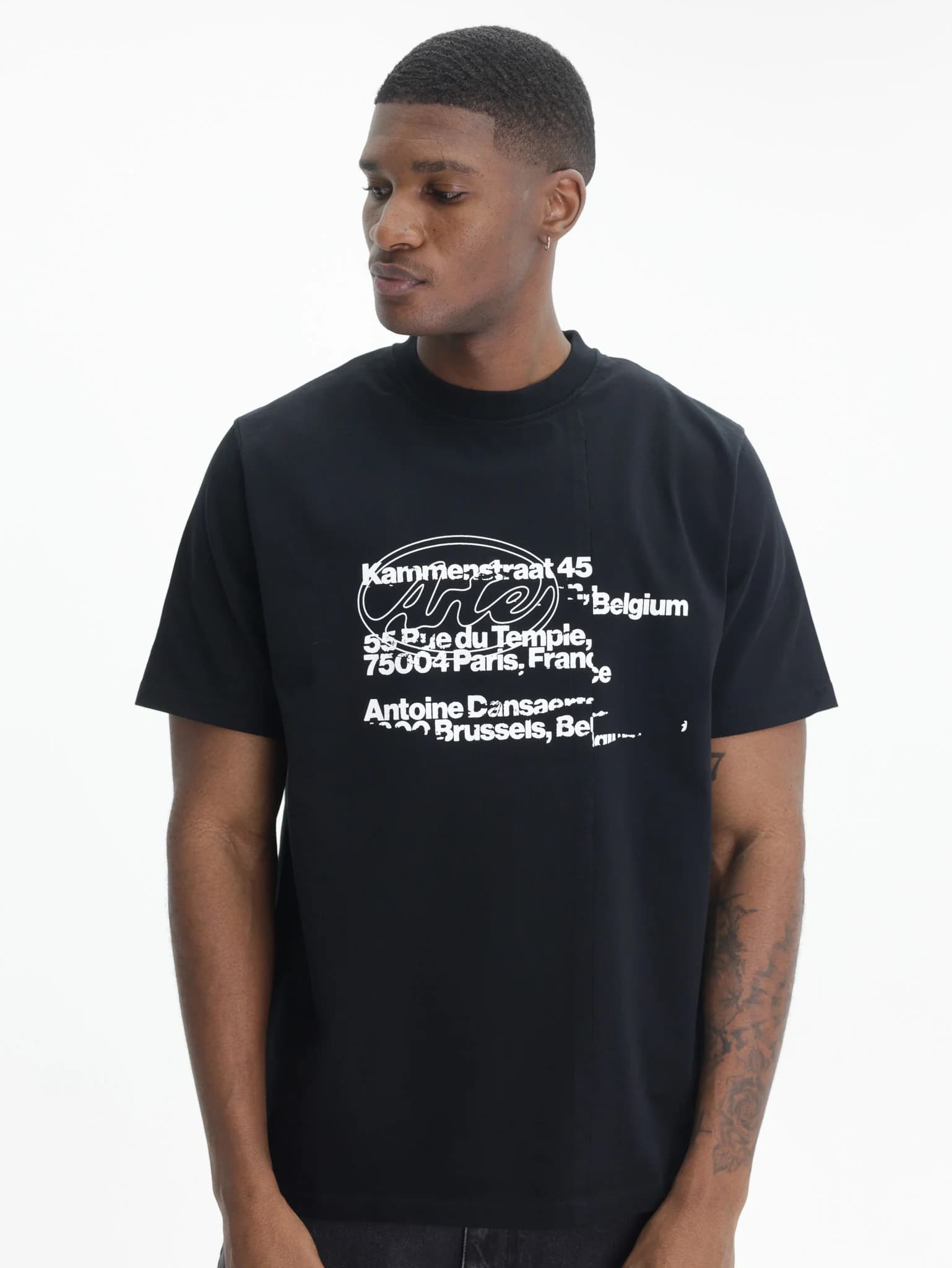 Arte T-Shirt White Address Print Black