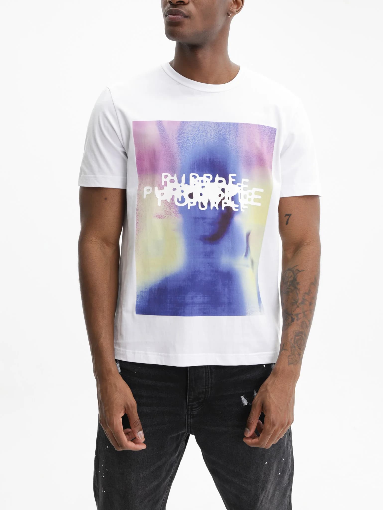 Purple T-Shirt Graphic Print Logo White