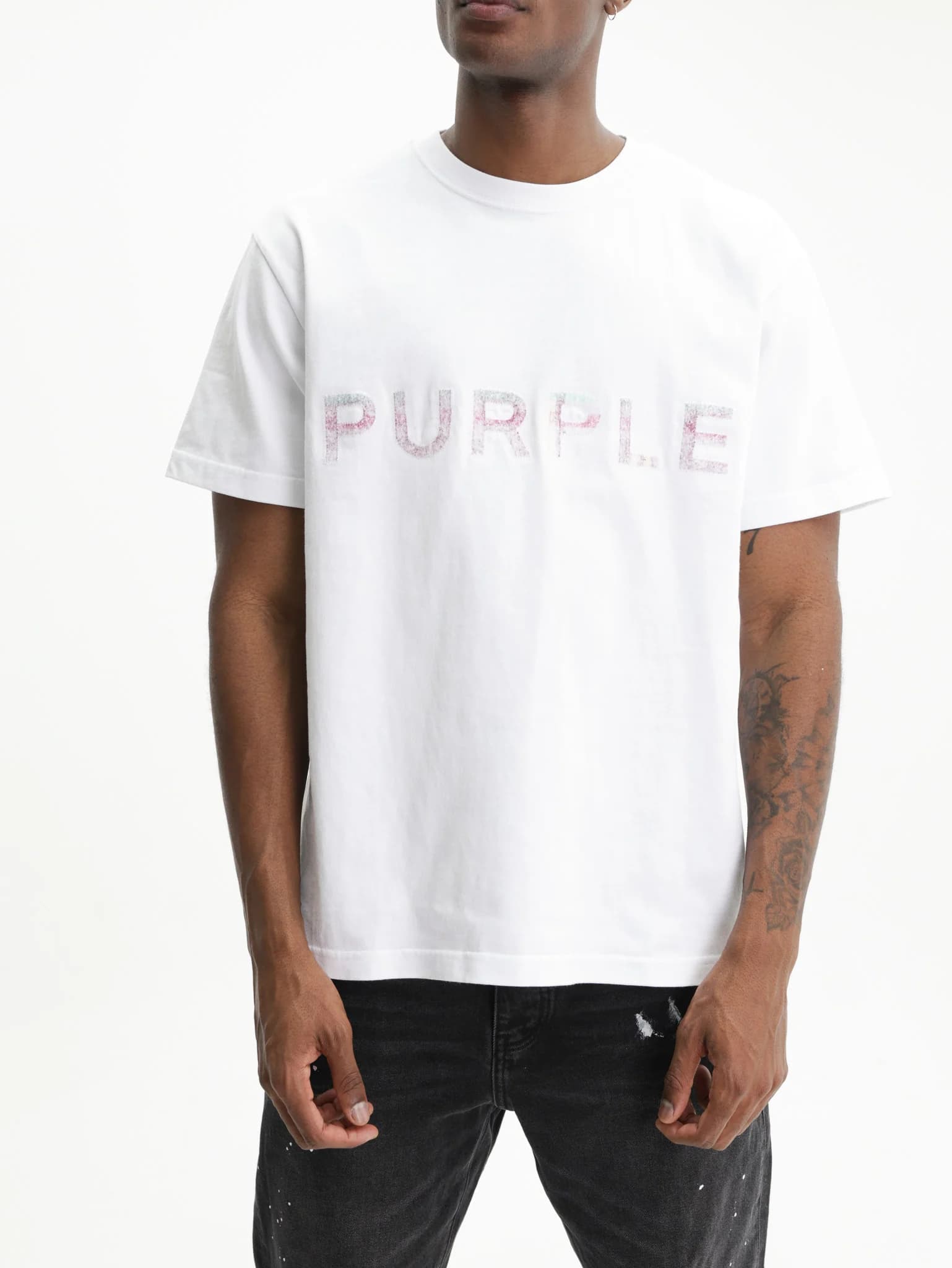 Purple T-Shirt Multi Col Logo White