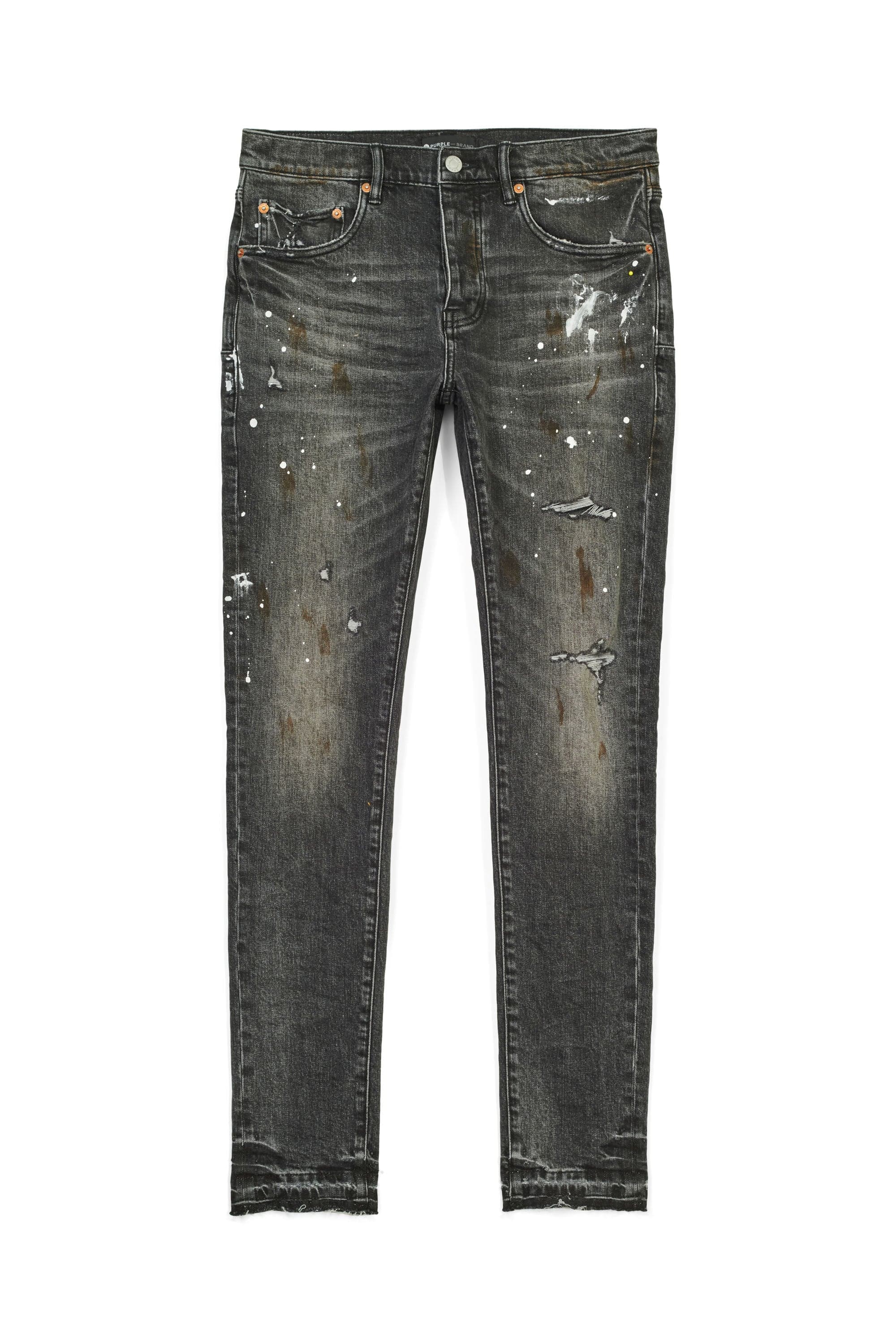 Purple Jeans Dirty Vintage White Paint Black