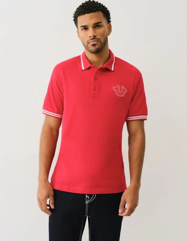 True Religion Ss Buddha Patch Polo Trv Red