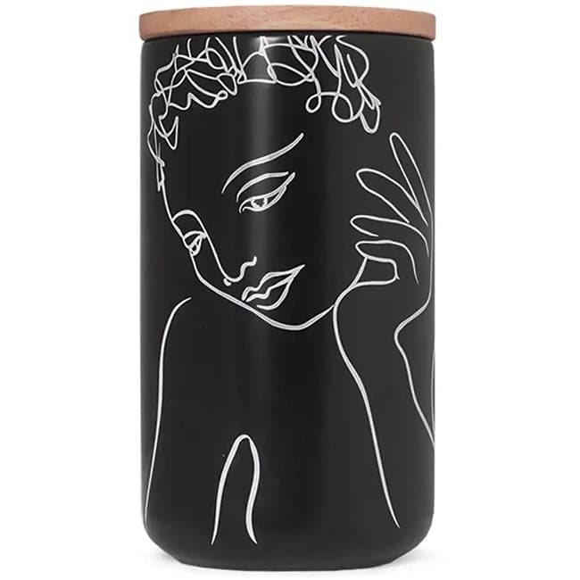 Carrol Boyes Black Sketchbook Large Canister With Rubberwood Lid