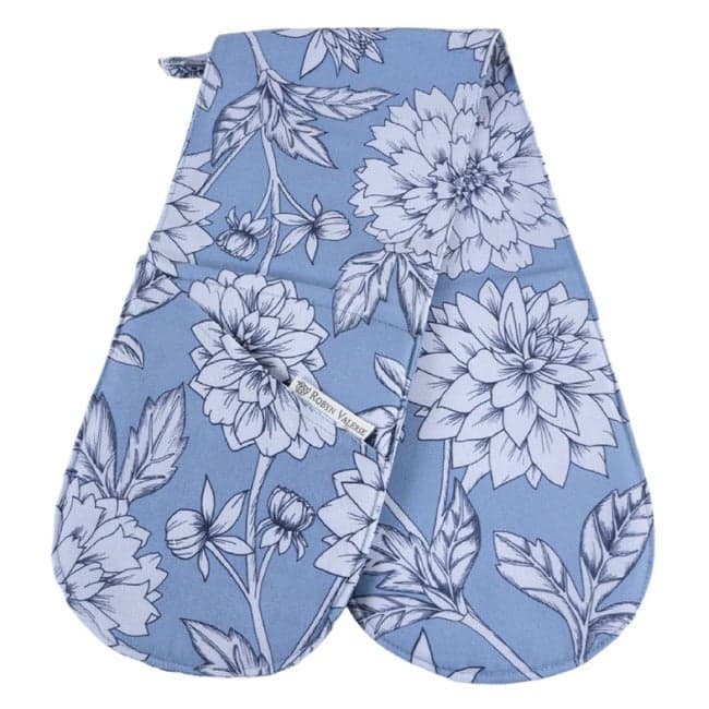 DSA Linen Robyn Valerie Blue Dahlia Double Oven Glove