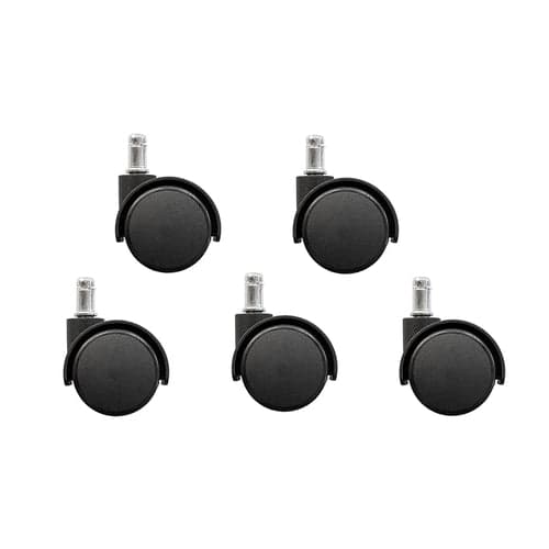 Demo Set of 5 Standard Pin Office Chair Castors/Wheels with Hood